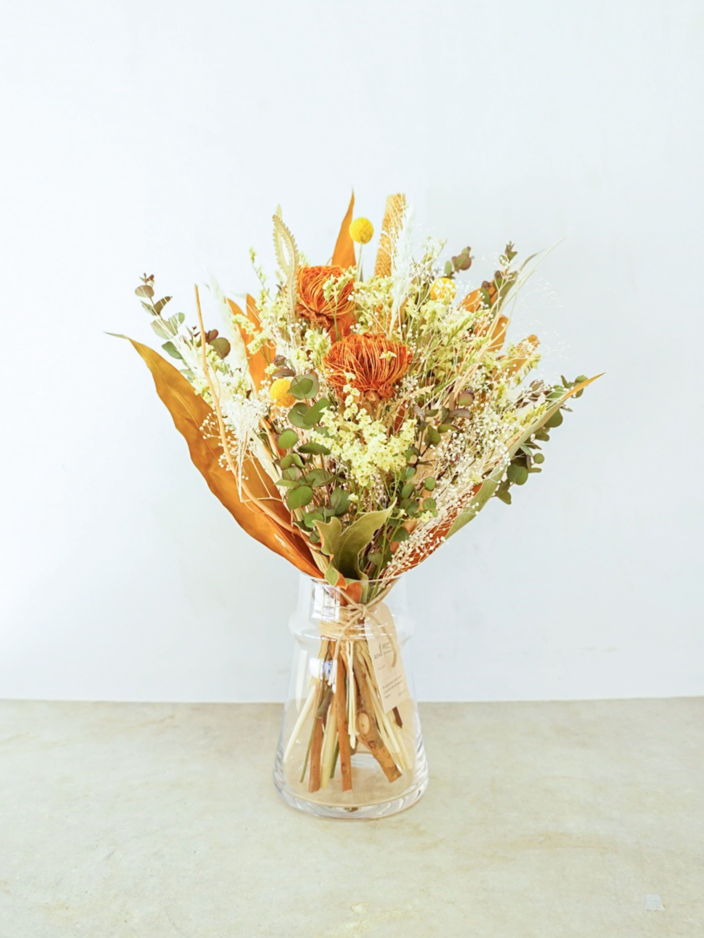 【花瓶に飾れる】ドライフラワーの花束  M - イエロー -