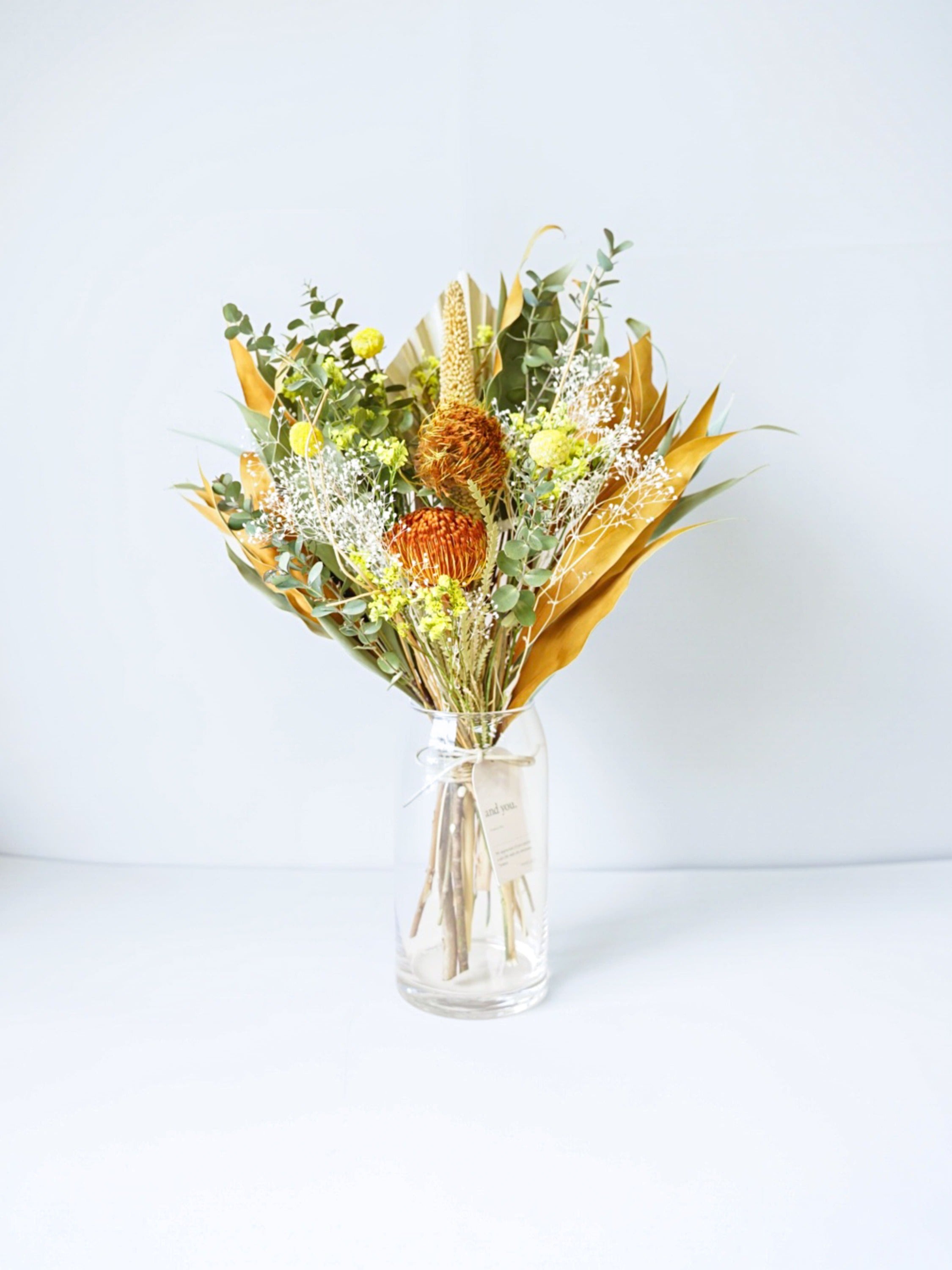 【花瓶に飾れる】ドライフラワーの花束  M - イエロー -