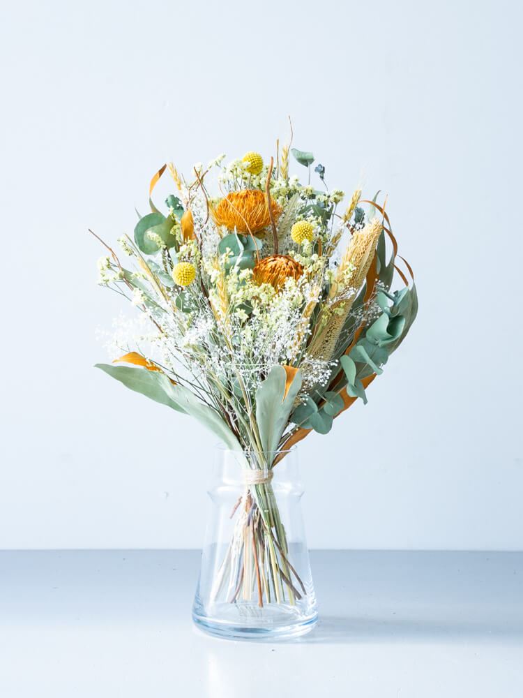 【花瓶に飾れる】ドライフラワーの花束  M - イエロー -