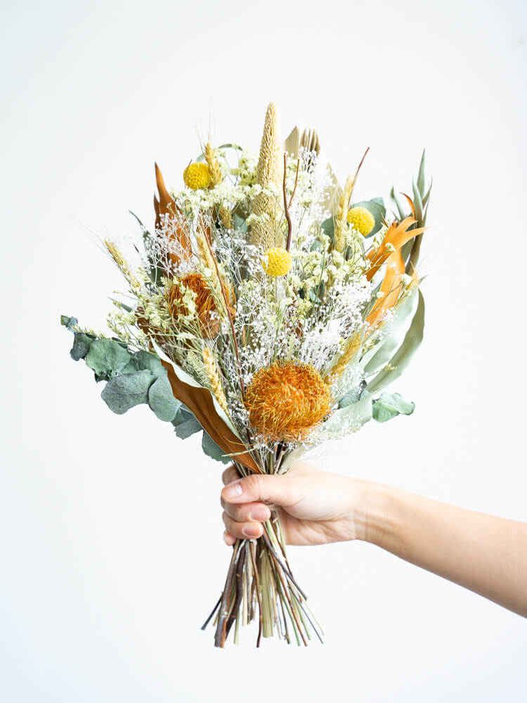 【花瓶に飾れる】ドライフラワーの花束  M - イエロー -