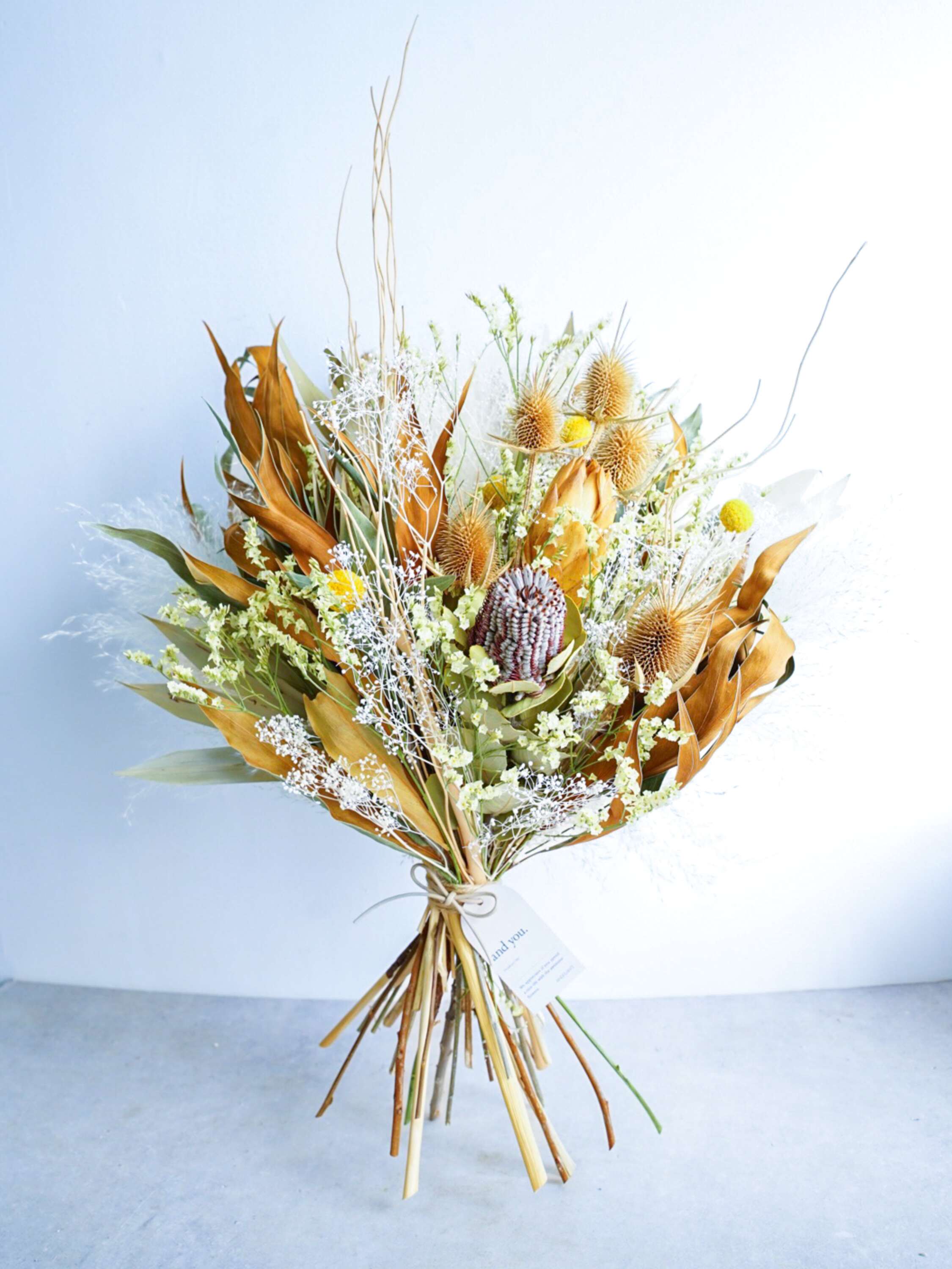 【花瓶に飾れる】ドライフラワーの花束 L - イエロー -