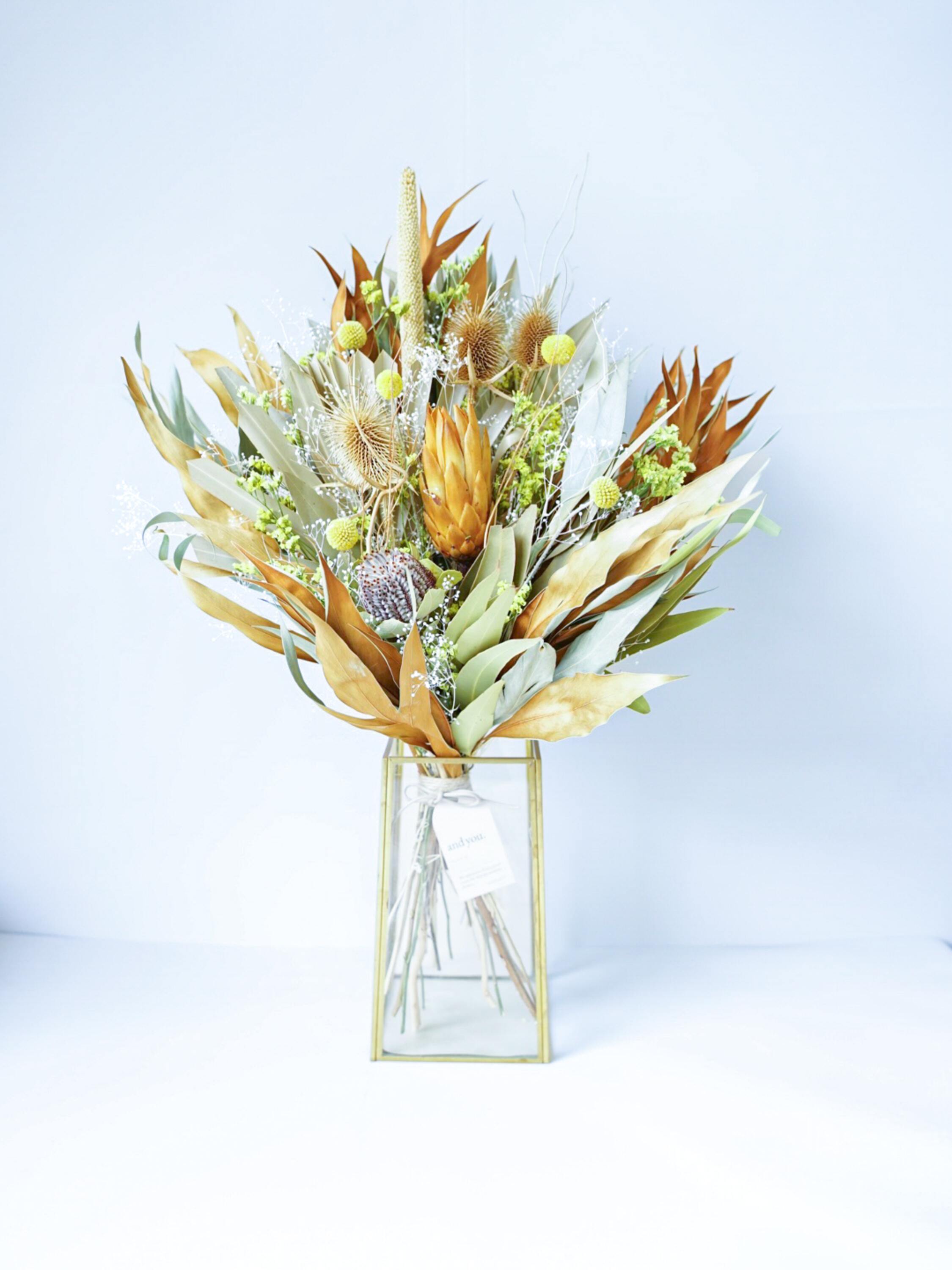 【花瓶に飾れる】ドライフラワーの花束 L - イエロー -