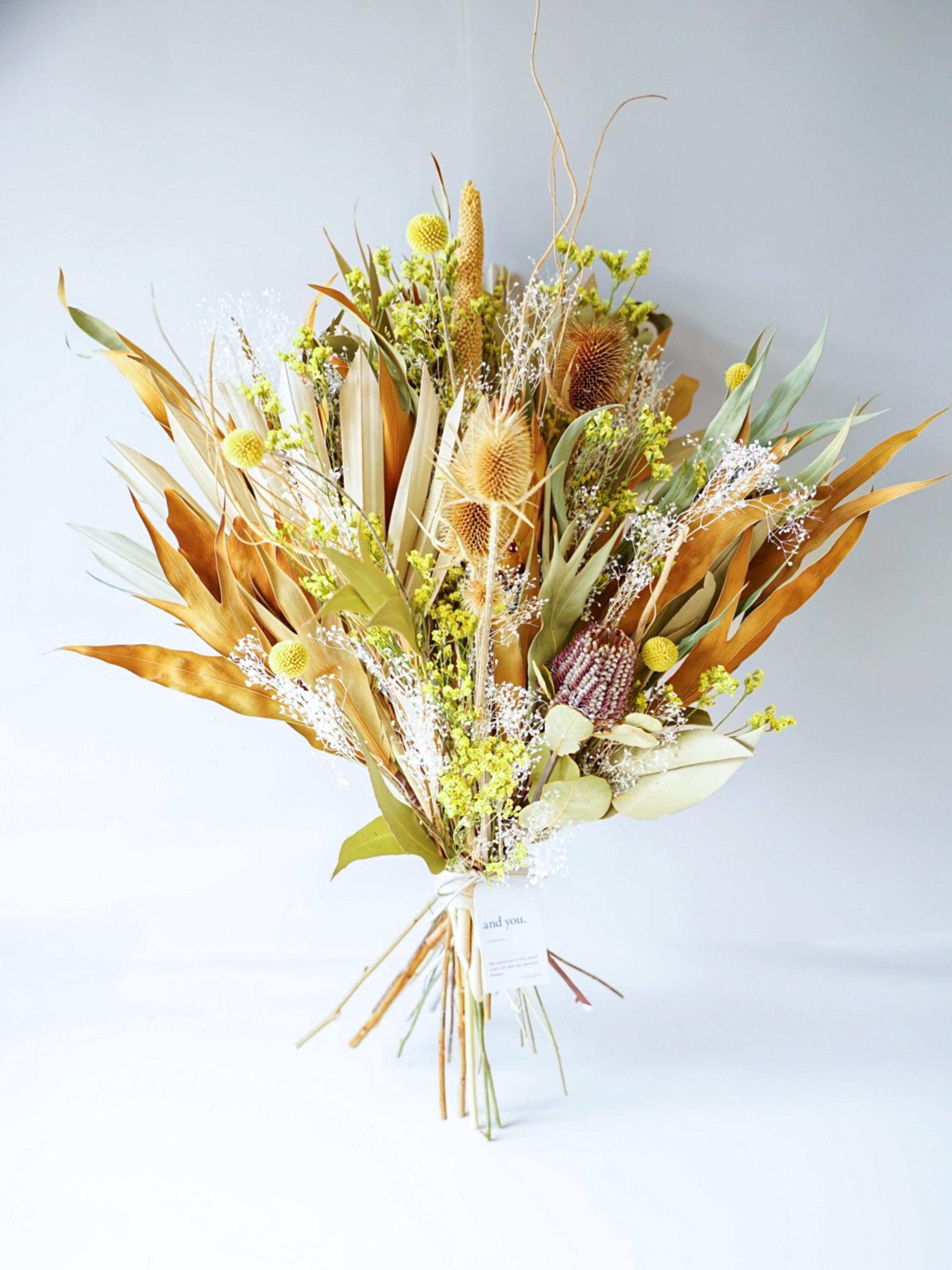 【花瓶に飾れる】ドライフラワーの花束 L - イエロー -