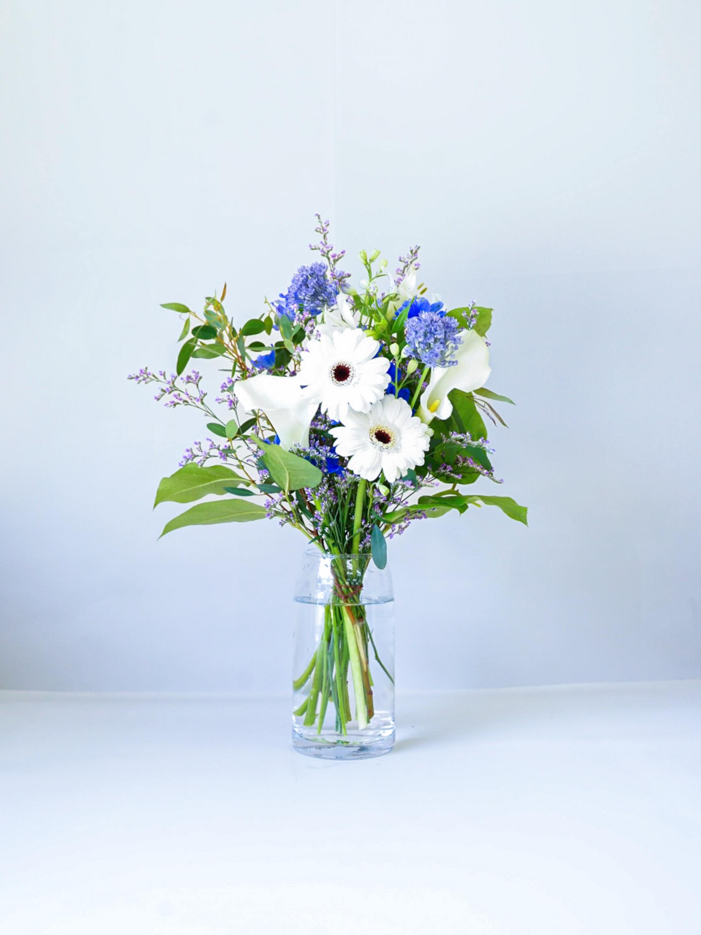 【誕生日ギフト】 フローリストにおまかせ 季節の花束 M - ブルー -