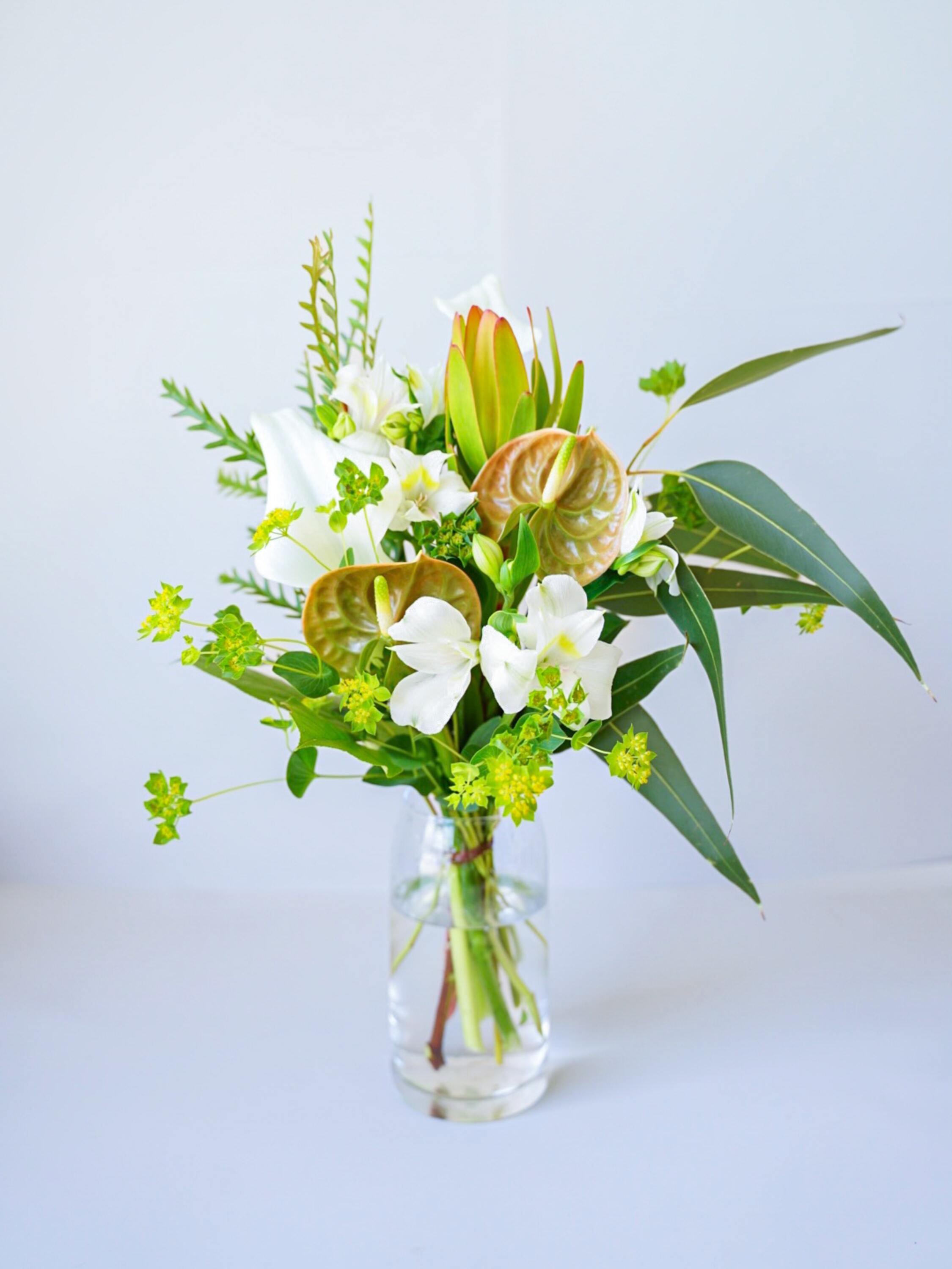 フローリストにおまかせ 季節の花束 M - グリーン&ホワイト -