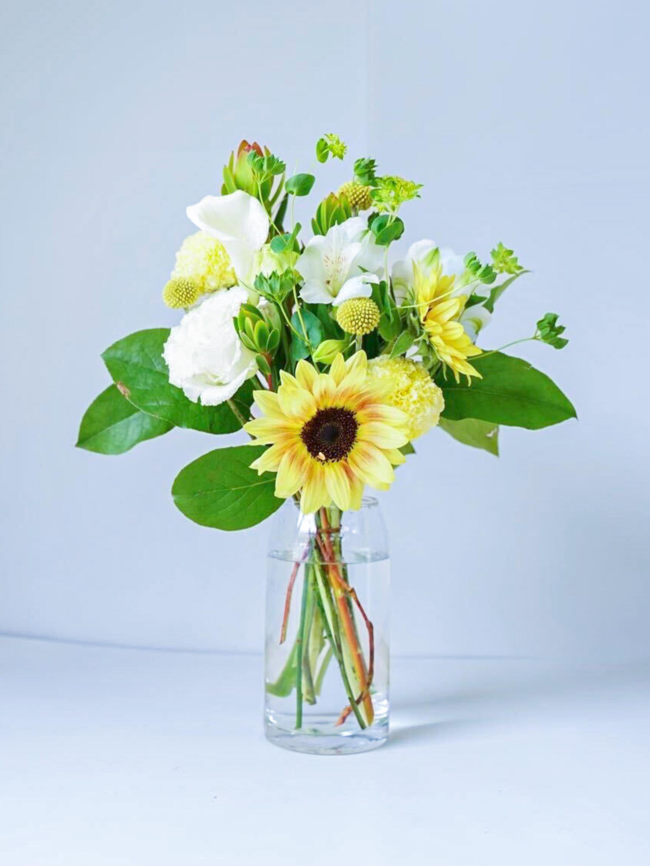 【誕生日ギフト】 フローリストにおまかせ 季節の花束 M - イエロー -