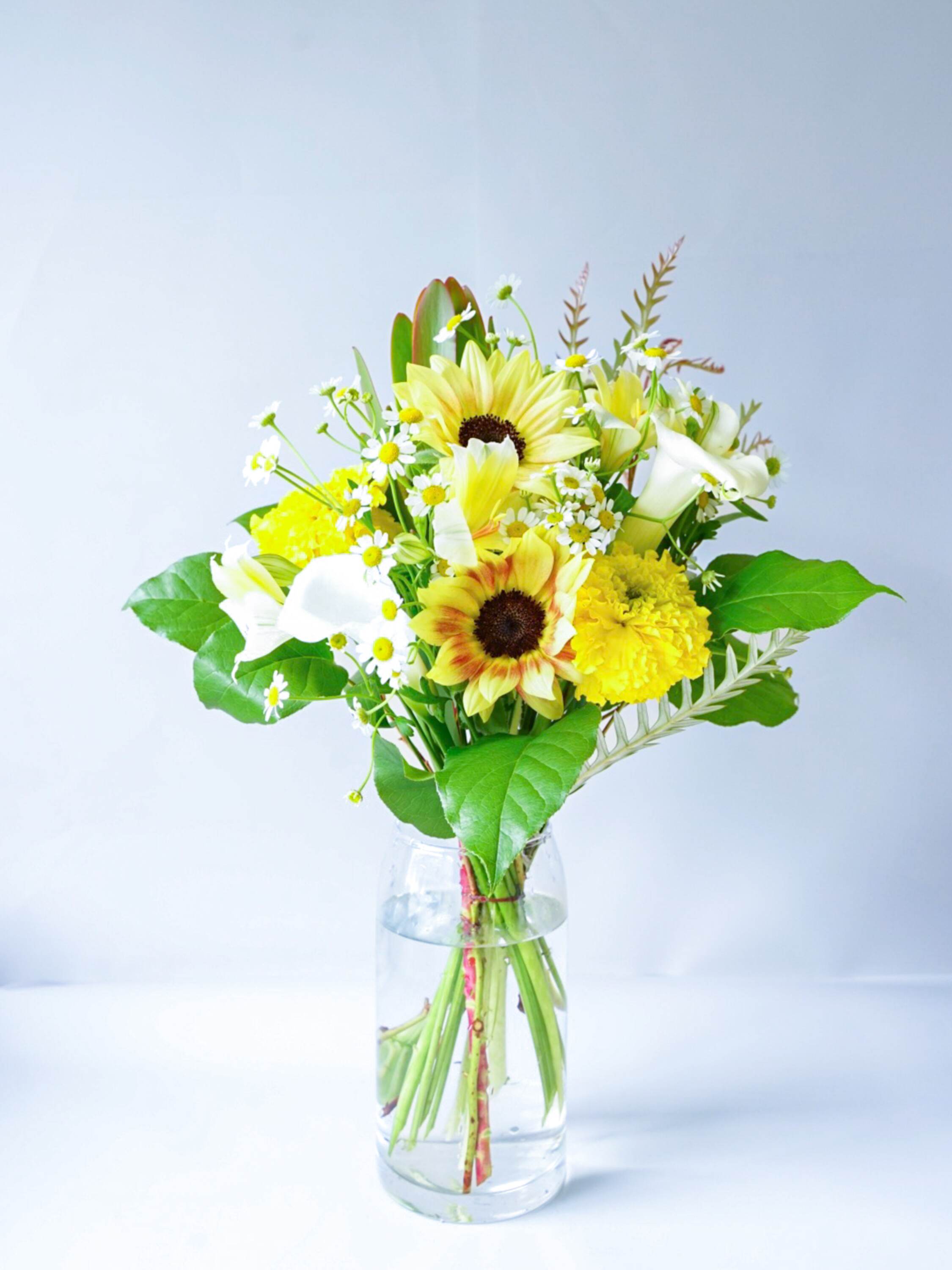 【誕生日ギフト】 フローリストにおまかせ 季節の花束 M - イエロー -