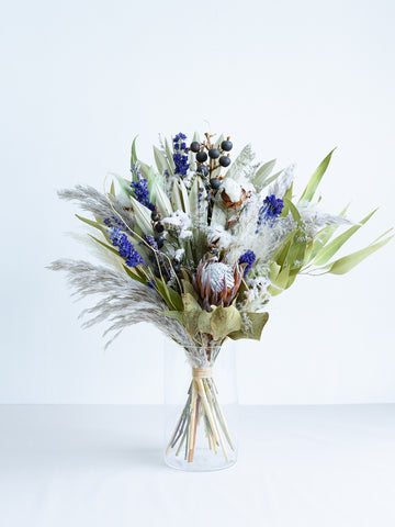 【花瓶に飾れる】ドライフラワーの花束 L - ブルー -