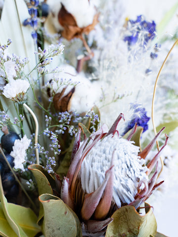 【花瓶に飾れる】ドライフラワーの花束 L - ブルー -