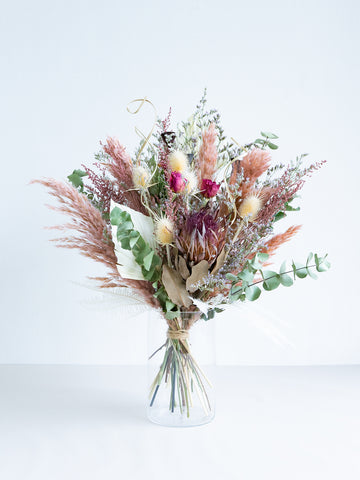 【花瓶に飾れる】ドライフラワーの花束 L - ピンク -